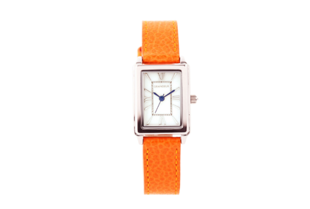 GRANDEUR Ladies' Square White Shell Watch with Colorful Strap - Model ESL073W3