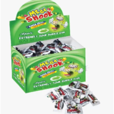 MEGA SHOOK GREEN APPLE EXTREME SOUR LIQ. FILLED Bubble Gum - 3.2g x 18