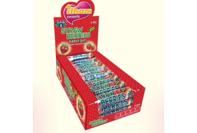SUPER 5 STRAWBERRY FLOW PACK BUBBLE GUM - 23G x 12
