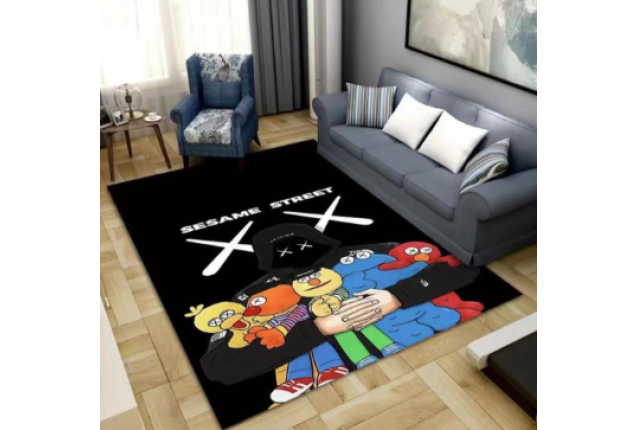 Sesame Street Themed Center Rug – Modern Cartoon Character Area Rug for Living Room & Kids Room