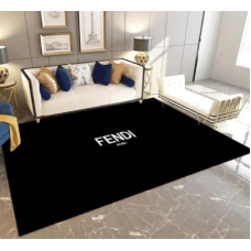 Fendi-Inspired Luxury Black Rug – Designer Area Carpet for Modern Living Ro