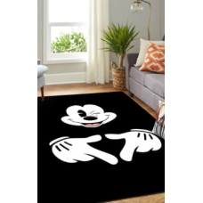 Mickey Mouse Black Area Rug – Modern Disney Living Room Carpet, Soft & 