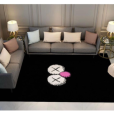 Modern KAWS-Inspired Black Area Rug – Soft Living Room Carpet with Iconic X