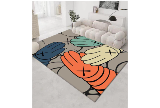 Modern KAWS Hands Area Rug – Colorful Designer Carpet for Living Room & Bedroom