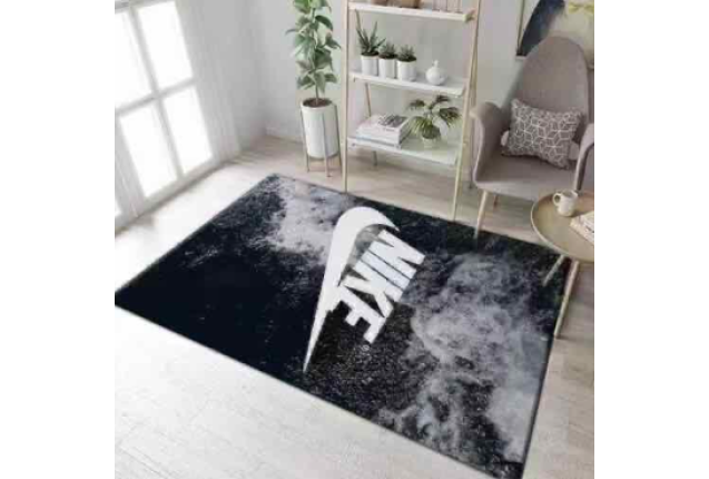 Nike Logo Area Rug – Modern Black & White Living Room Carpet, Soft & Durable for Home Decor
