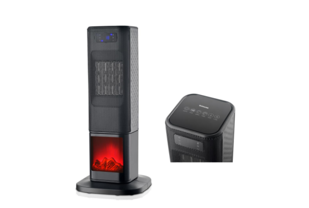 PTC Fan Heater with Fireplace Effect, 1500W