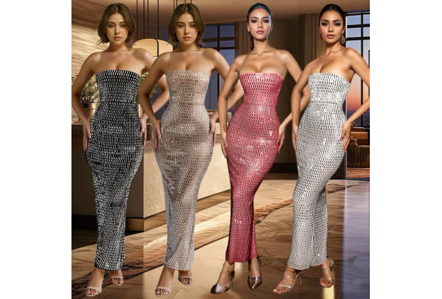 Gown available in nude black and white
