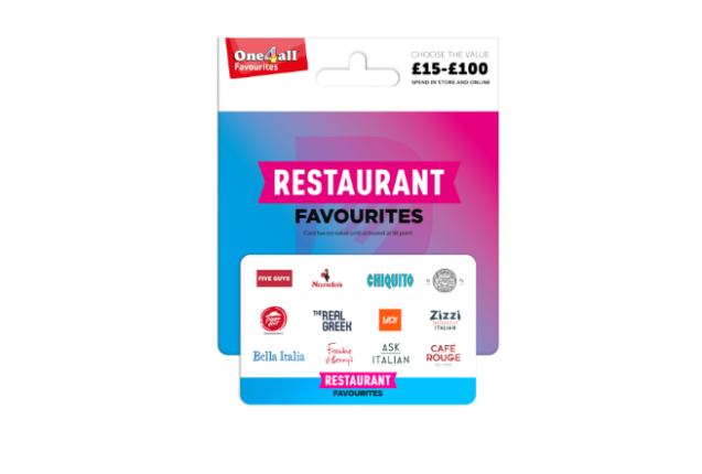 One4all Restaurant Favourites Gift Card – UK Redemption by Post, Valid 12 Months