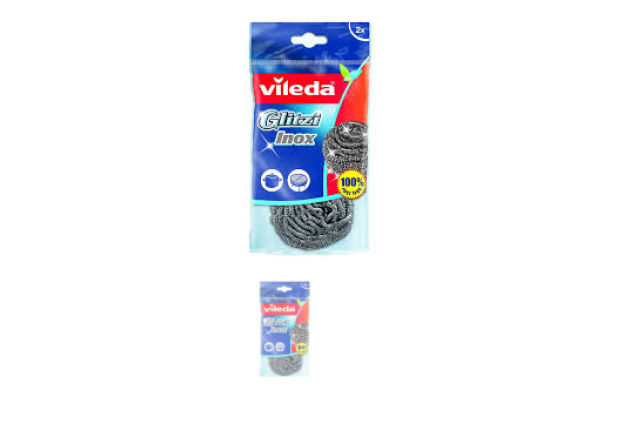 Vileda Inox Spiral Scrubber- Heavy-Duty Stainless Steel Scrubbers for Tough Cleaning x 20
