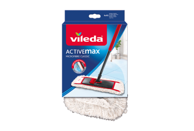 Vileda Active Max Macroable Classic 8pcs – Microfibre Flat Mop Set for Hardwood & Tile Floors x 24