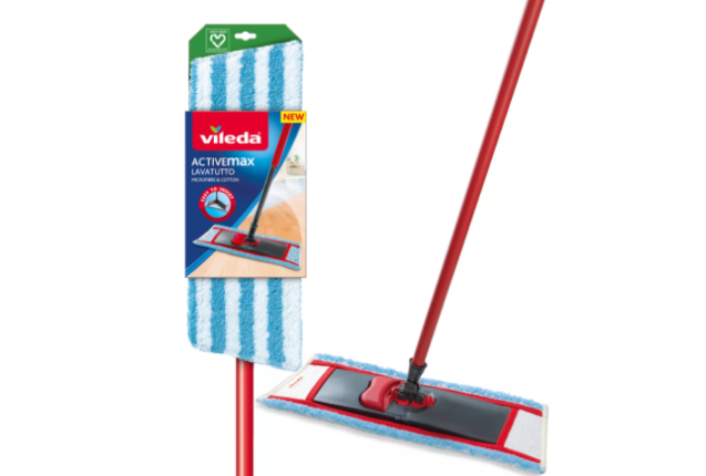 Vileda Active Max Mop Set – Premium Microfibre Flat Mop for Hardwood, Laminate & Tile Floors x 8