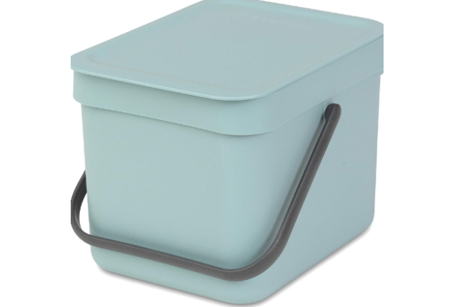 Brabantia Sort & Go Waste Bin 6L Mint – Compact Kitchen Compost Bin, Wall Mountable, Stay-Open Lid,