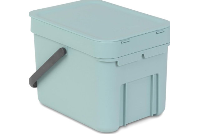 Brabantia Sort & Go Waste Bin 6L Mint – Compact Kitchen Compost Bin, Wall Mountable, Stay-Open Lid,