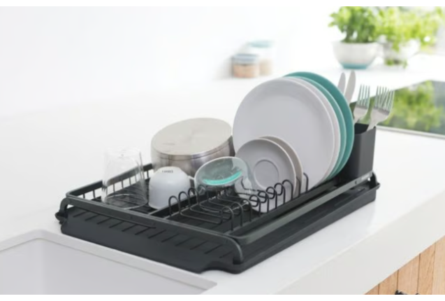 Brabantia SinkSide Compact Dish Drying Rack Dark Grey – Space-Saving, Durable & Eco-Friendly