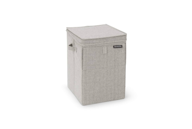 Brabantia 35 L Stackable Laundry Box – Grey Fabric Laundry Hamper with Dual Openings
