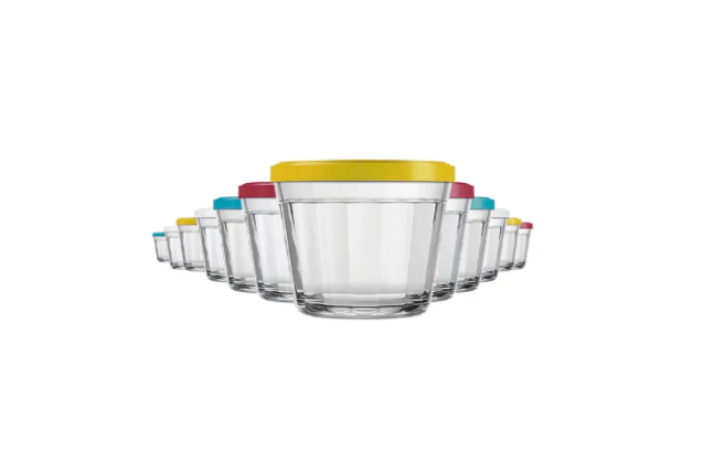 COPO Americano Medium Bowl 350ml with Lid – Durable Glass Storage & Serving Bowl, BPA-Free Plastic x 12