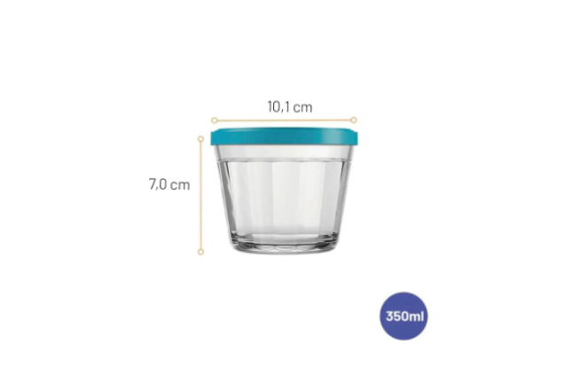 COPO Americano Medium Bowl 350ml with Lid – Durable Glass Storage & Serving Bowl, BPA-Free Plastic x 12
