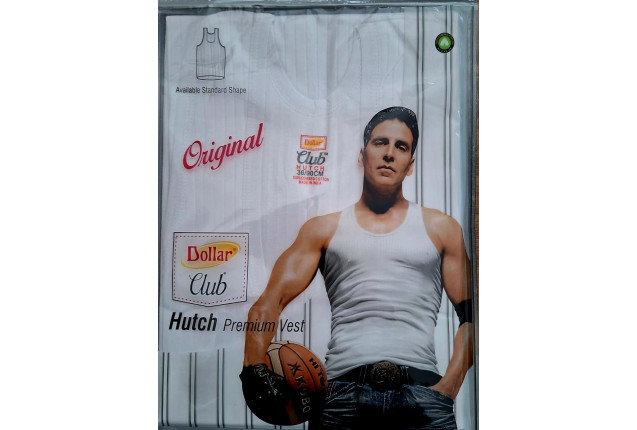 Dollar Club Hutch Men's Vest – 100% Super Combed Cotton, Body-Hugging, pack of 1 x 102