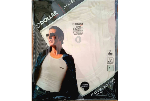 Dollar Bigboss Men's J-Class Cotton Vest - Premium Comfort & Fit pack of 1 x 120