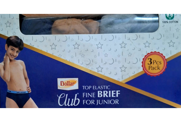Dollar Boys Club Brief – Premium Cotton Spandex Boxer Brief with Logo Waistband Pack of 3 x 80