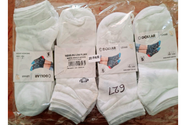 Men’s PV Low Plain Socks (Black & White) 1 by 5