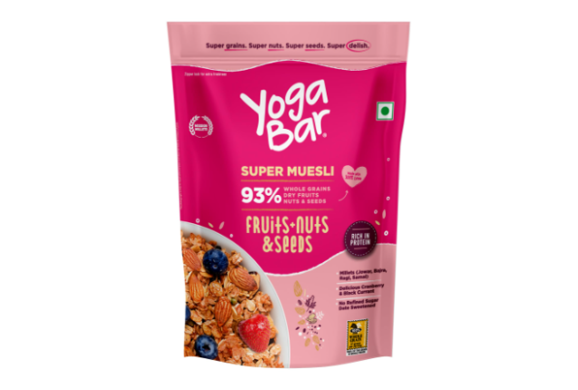 Yogabar Muesli – Fruits, Nuts & Seeds 400g | Healthy High-Fibre Breakfast Cereal | Wholesome x 20