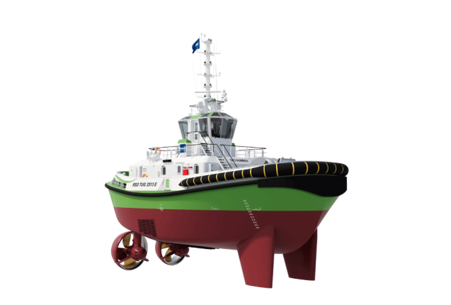 RSD-E Tug 2513 Electric Zero‑Emission Harbour Tug, 70 t Bollard Pull, Fast 2‑Hour Charge