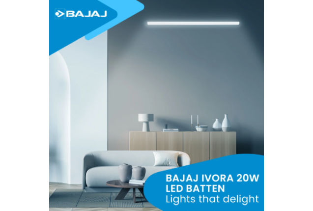 Bajaj Ivora LED Batten 10W WDL – 4 kV Surge Protection, 100‑300 V Range Material Code 830482