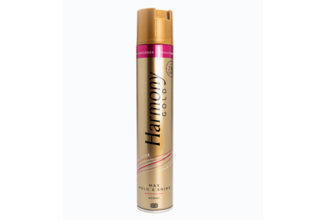 Harmony Gold Hairspray Max Hold & Shine – Argan Oil, Pro‑Vitamin B5 & UV Filter 24h Hold - 400ml x 6