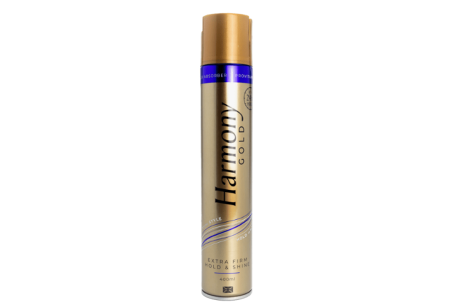 Harmony Gold Extra Firm Hold & Shine Hairspray – UV Protection, Argan Oil & Vitamin B6 – 24‑ - 400ml x 6