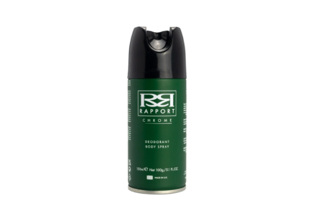 Rapport Chrome Deodorant Body Spray 150ml – Long-Lasting Freshness with Citrus & Warm Masculine Note x 12