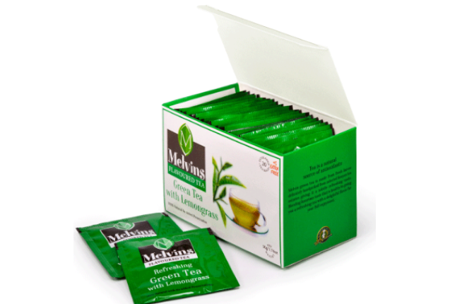 MELVINS GREEN TEA AND LEMON GRASS - 25 TEA BAGS - 2G x 20