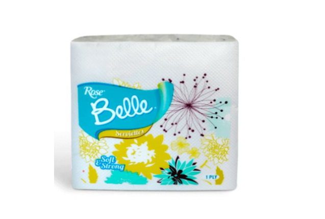 Rose Belle Serviette - Soft, Absorbent One-Ply Paper Napkins x 36