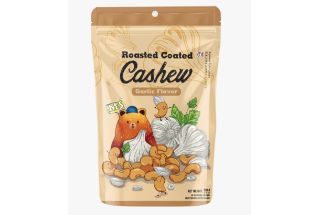 IYES Garlic Flavor Cashew 100 g – Premium Roasted Coated Cashew Nuts Snack x 32