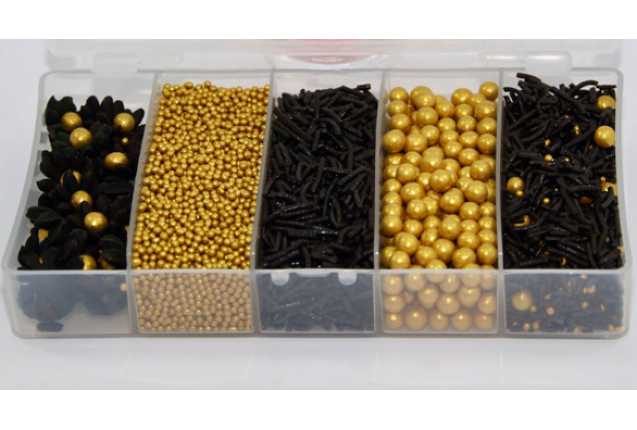 Colour Box Midnight Sprinkles – Elegant Black & Gold Sprinkle Mix for Cakes & Desserts