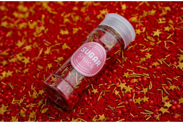 Tinsel Sprinkle Mix – Festive Red & Gold Cake Decorations - Holiday Baking Sprinkles