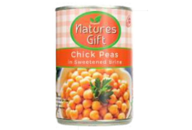 Nature’s Gift Chickpeas in Brine – Ready-to-Eat Garbanzo Beans, High Protein & Versatile - 400g x 12