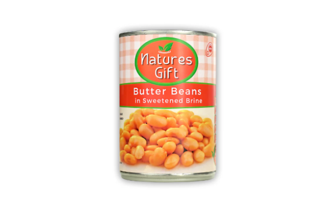 Nature’s Gift Butter Beans in Sweetened Brine – Canned Butter Beans, Ready to Eat, 400 g x 12