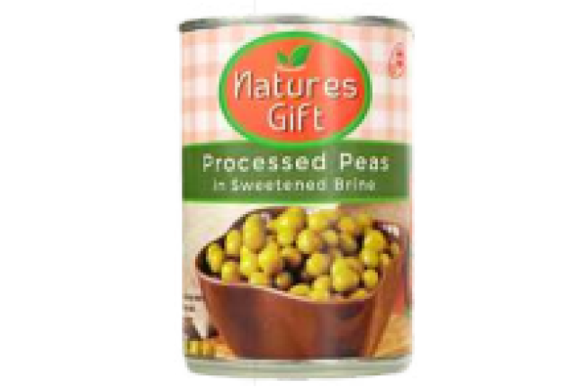 Nature’s Gift Processed Peas in Sweetened Brine – Canned Sweet Peas - 400g x 12