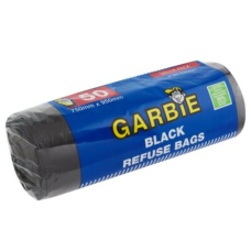 Garbie Black Refuse Bags on Roll • Heavy Duty Bin Liners 750 × 950 mm  - 50