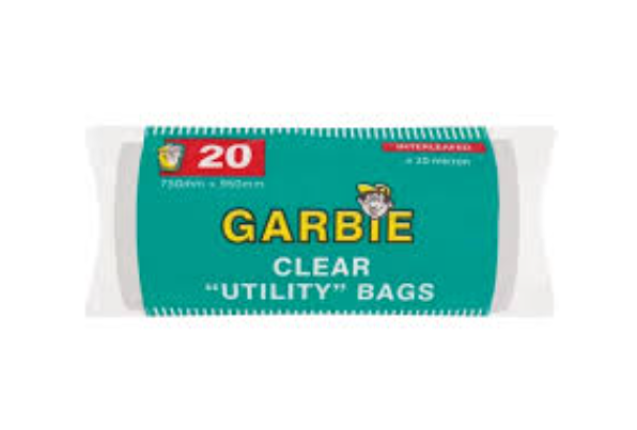 Garbie Clear Refuse Bags on Roll – Transparent Trash Liners & Waste Bags - 20'S x 25