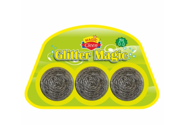 Magic Cleen Glitter Magic 3×1 Stainless Steel Scrubber — Heavy Duty Kitchen Clean x 240 Magic Cleen Glitter Magic 3×1 Stainless Steel Scrubber — Heavy Duty Kitchen Clean x 240