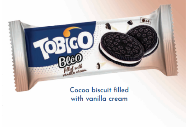 Tobigo Bléo Cocoa Biscuit Filled with Vanilla Cream 41g - Crunchy Chocolate Biscuit Snack x 30