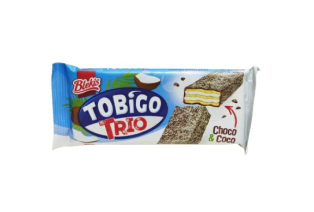 Tobigo Trio Choco & Coco Wafer 34g – Chocolate Coconut Filled Wafer Snack x 30
