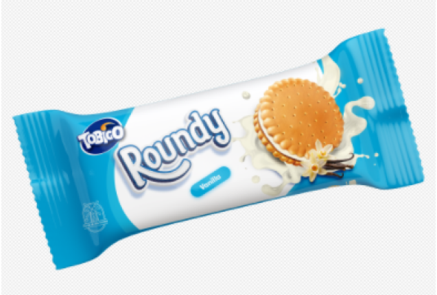 Tobigo Roundy Cocoa Biscuit with Vanilla Cream – 59 g - Crunchy Snack Delight x 30
