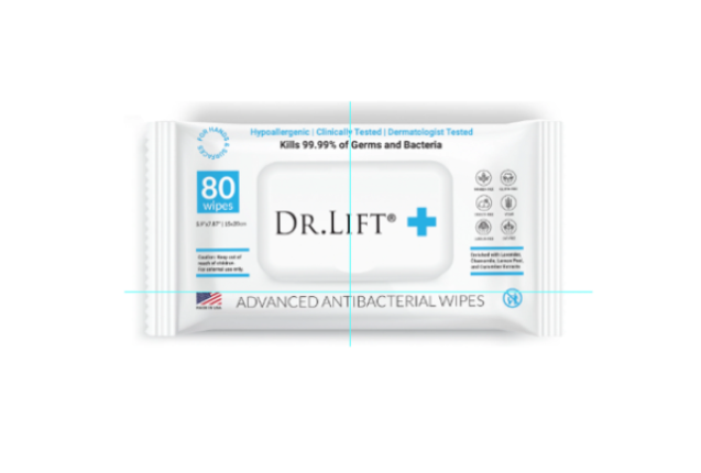 Dr. Lift® Antibacterial Wipes — Kills 99.9% Germs, Gentle & Botanical x 20