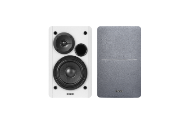 Edifier R1280T Powered Bookshelf Speakers – Retro Style, 42W RMS Sound - Silver White x 2