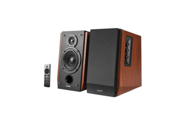 Edifier P12 Passive Bookshelf Speakers - Premium MDF Wood Enclosure - Brown x 2