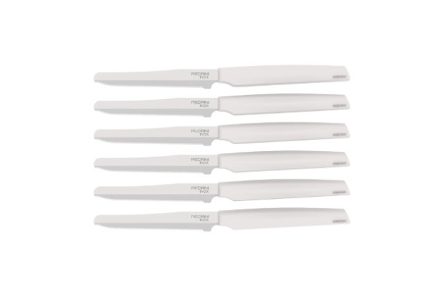 Pedrini Kitchen Knives Set 6PCS White Handle - Premium Stainless Steel Steak Knives x 72