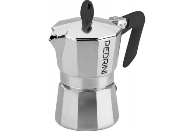 Pedrini Caffettiera 3TZ Brillant 3-Cup Polished Aluminum Moka Pot - Silver - 4.60kg x 12